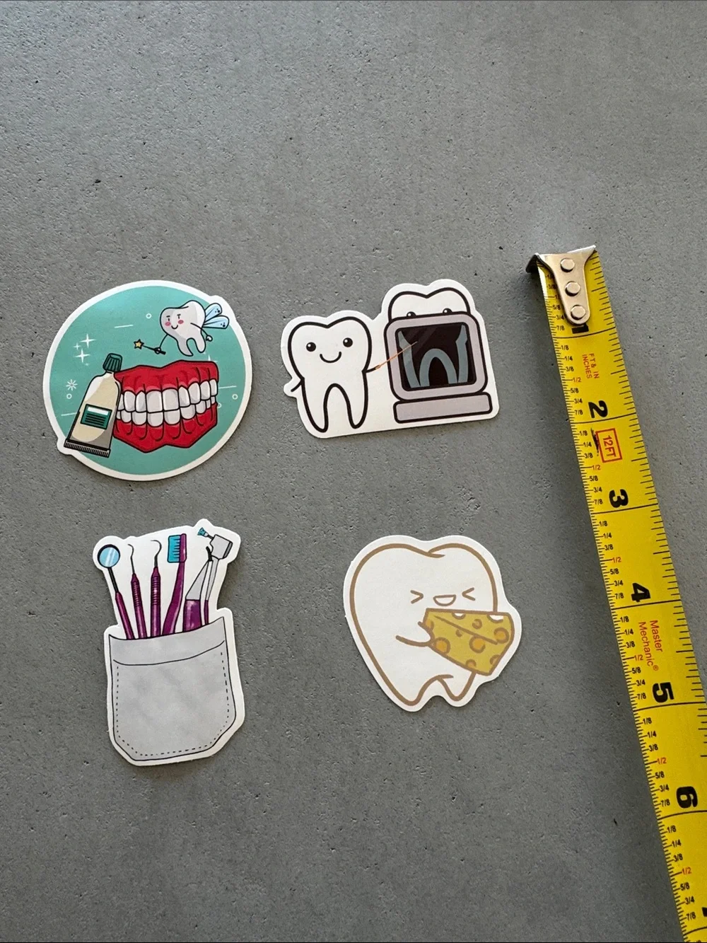 NWOT TOOTH TEETH DENTAL DENTISTRY DENTIST DENTAL HYGIENIST STICKERS X4